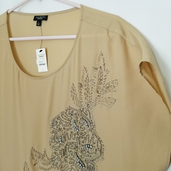 Talbots Large Blouse Gold Beaded With Rhinestones. NWT - Picture 13 of 16